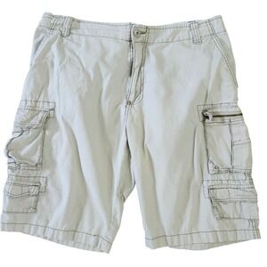 Vtg Y2K Plugg Cargo Shorts Men 36 Tan Ripstop Multi Pocket Cotton Utility Casual